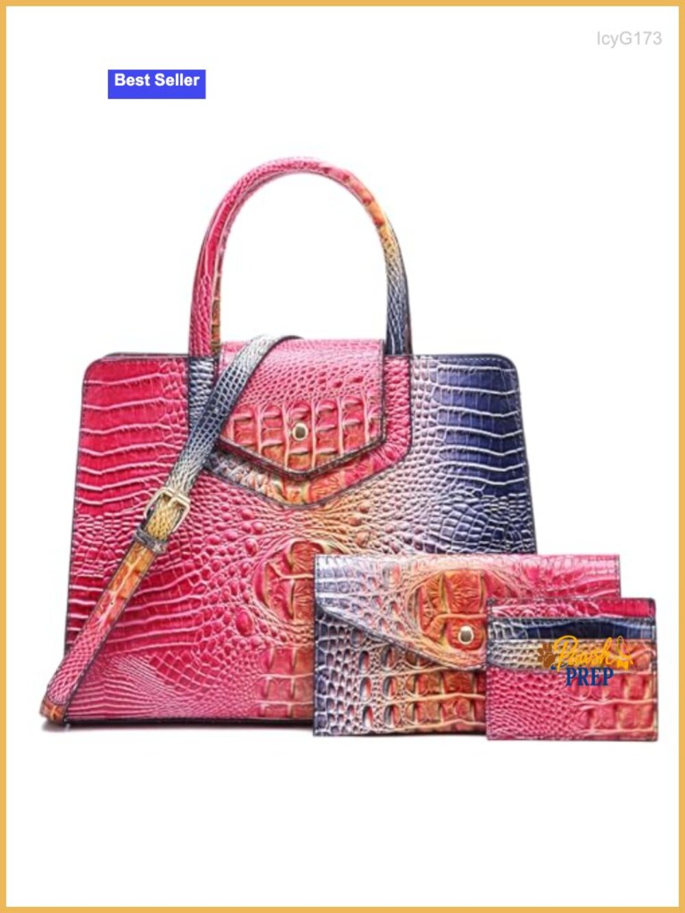 Women's Vegan Leather Satchel Handbag Set - 3 Piece with Wallet & Cardholder